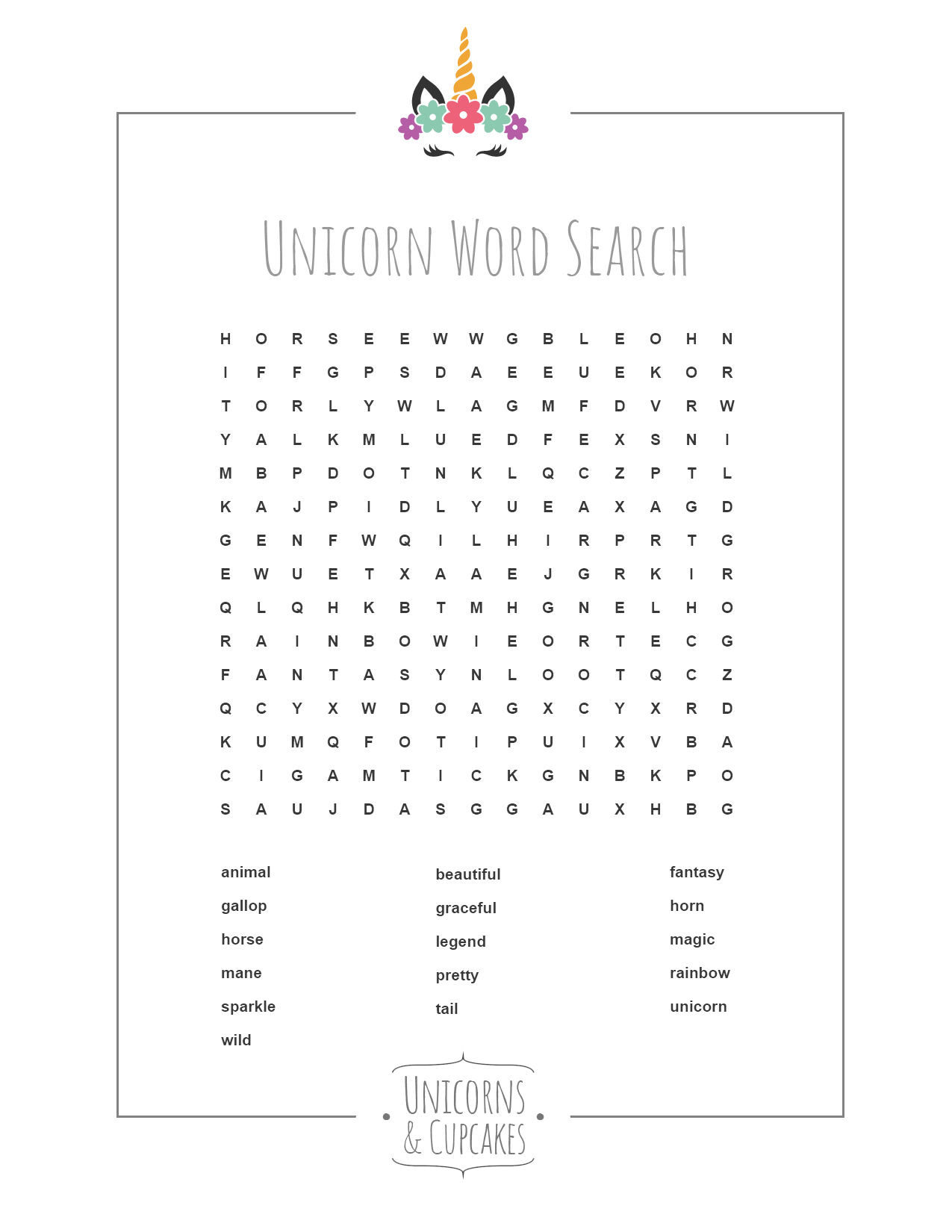 Unicornwordsearch